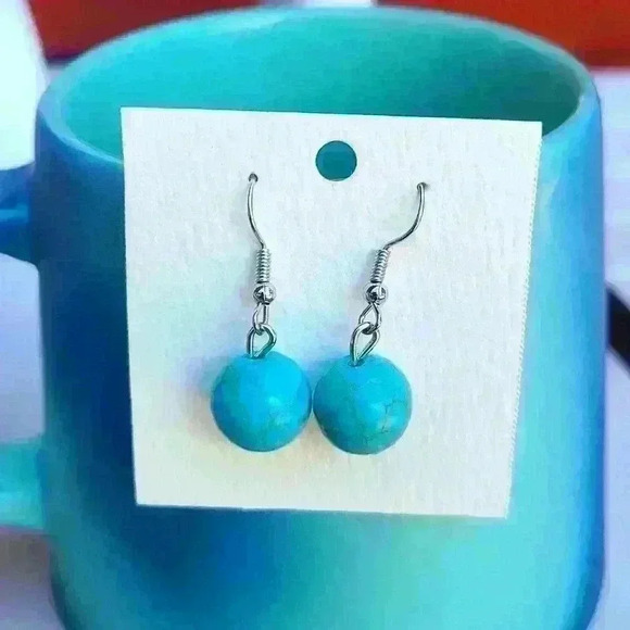 Vintage  turquoise drop earrings - Picture 4 of 17